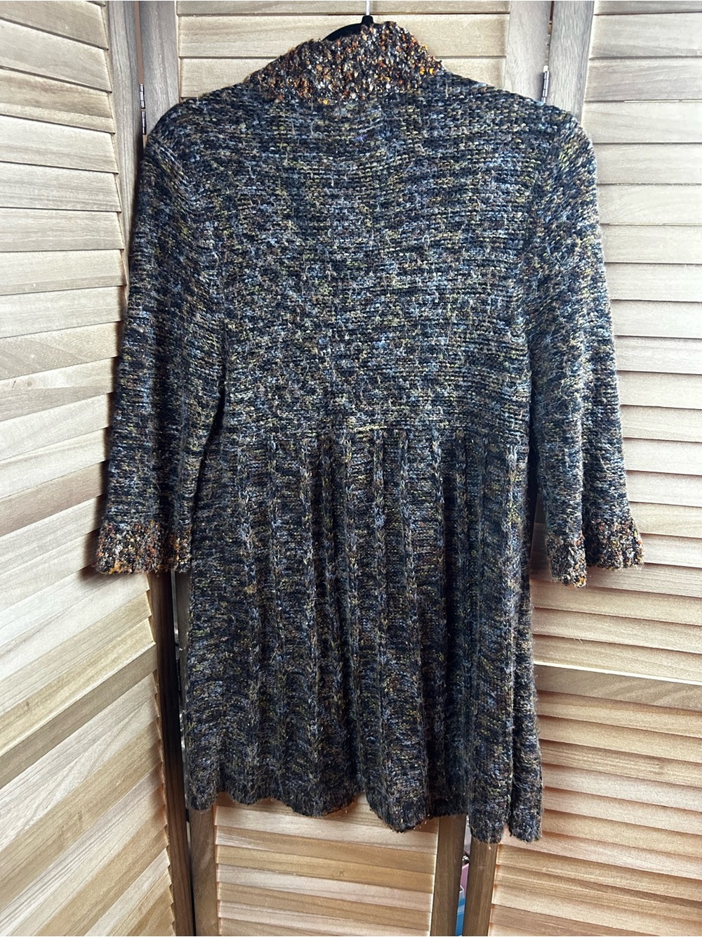 Curio Vintage Knit Long Cardigan Sweater Coat Medium Cottagecore Academia - Picture 9 of 9